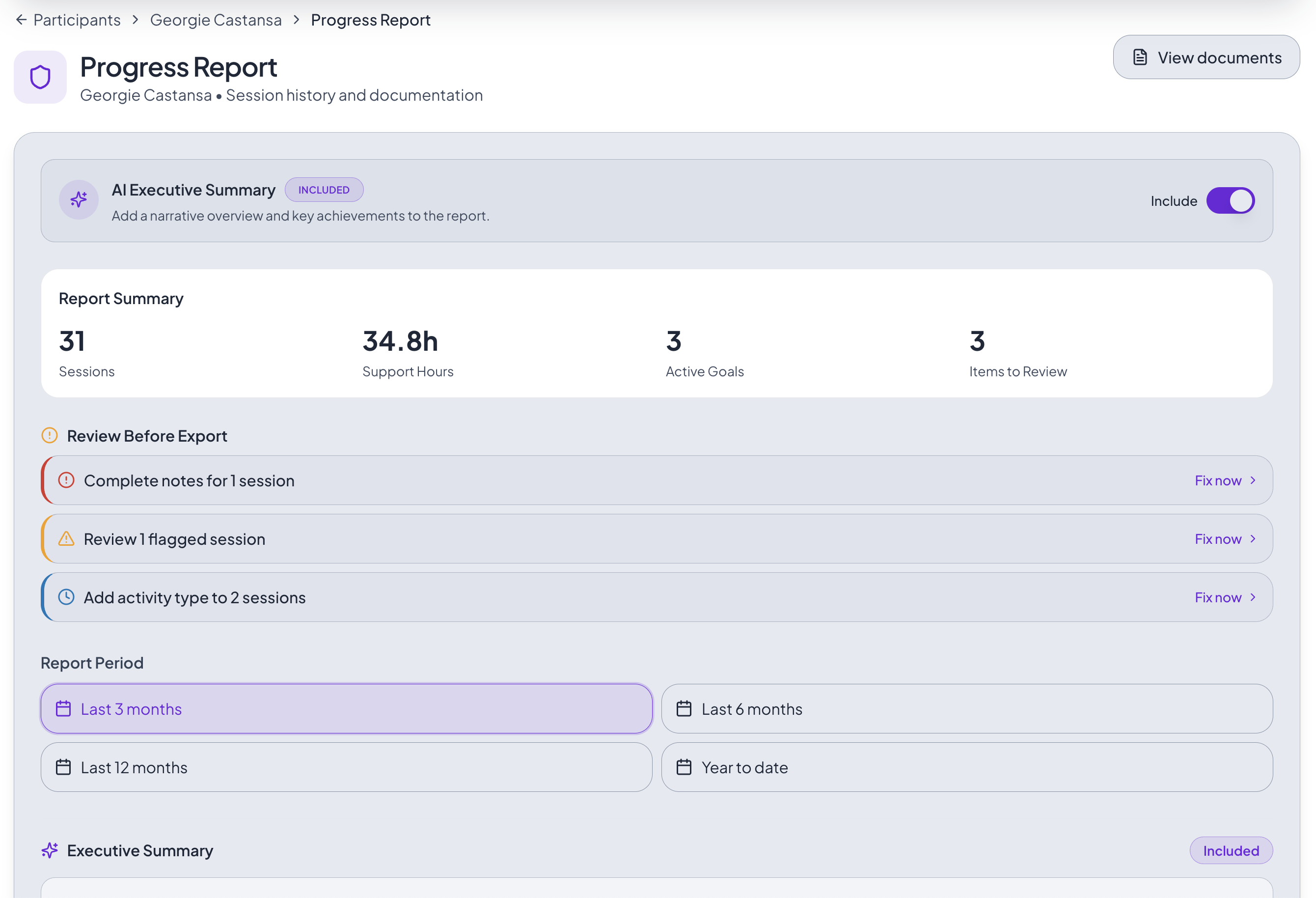 Progress report generation